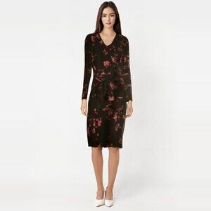 Dex Floral Long Sleeve Midi Dress Size M